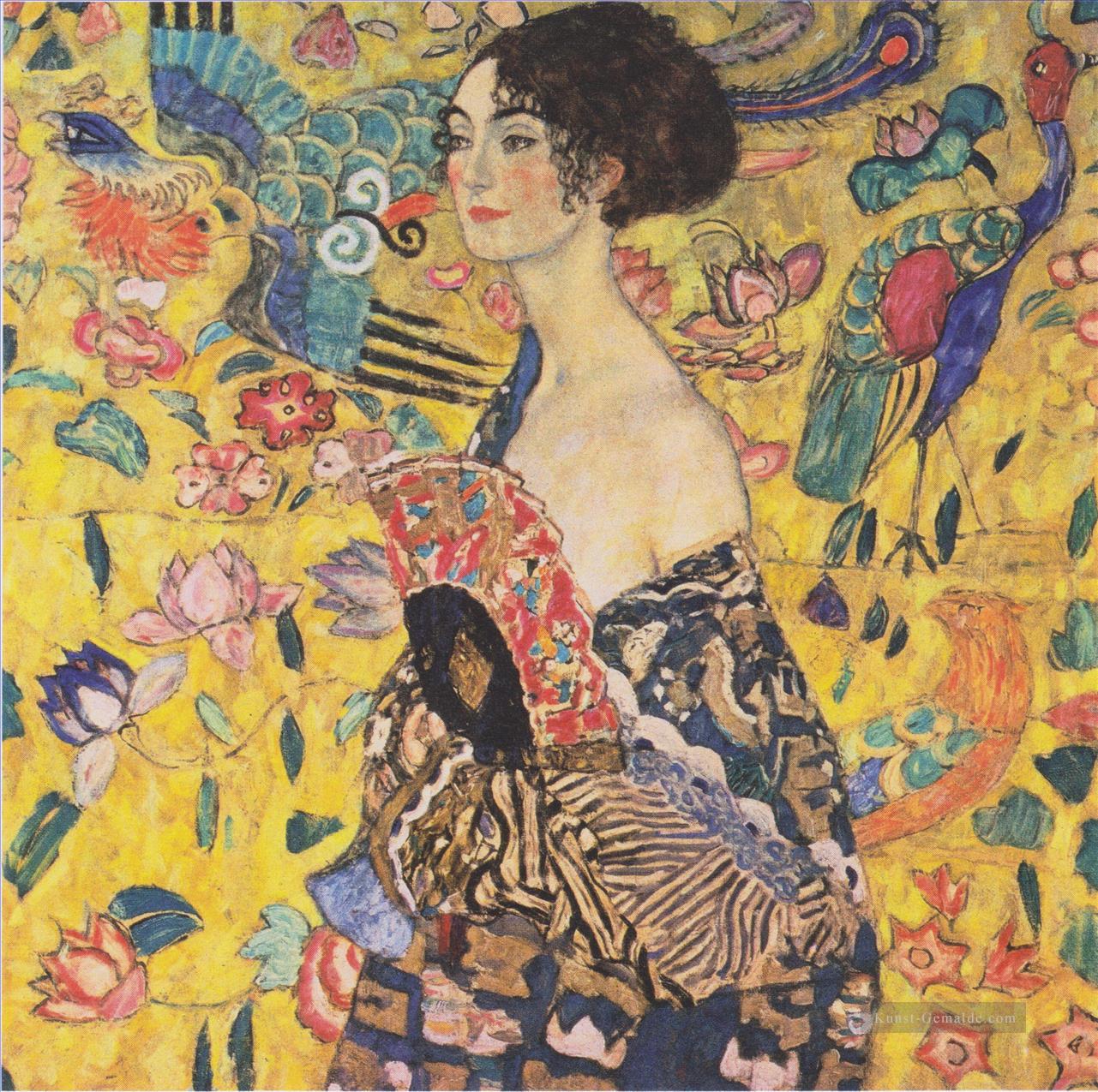 Dame mit Fächer Gustav Klimt Ölgemälde